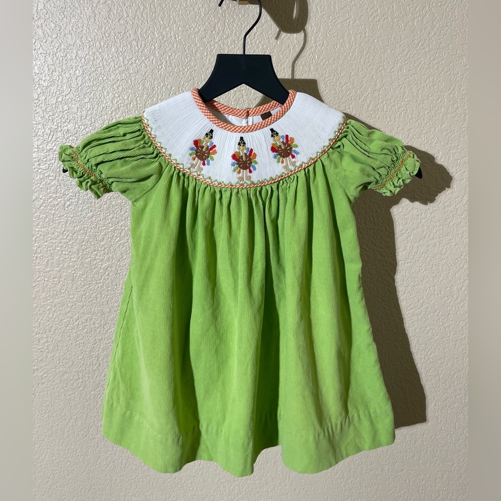 Banana Split Vibrant Green Kids Dress with Embroidery